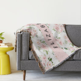 Roze Bloemen, Rozen, Waterverf Bloemen, Jouw naam Deken