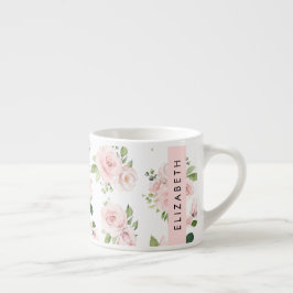 Roze Bloemen, Rozen, Waterverf Bloemen, Jouw naam Espresso Kop
