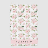 Roze Bloemen, Rozen, Waterverf Bloemen, Jouw naam Golfhanddoek (Voorkant)