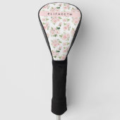 Roze Bloemen, Rozen, Waterverf Bloemen, Jouw naam Golfheadcover (Voorkant)