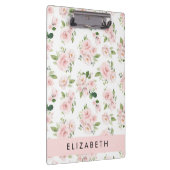 Roze Bloemen, Rozen, Waterverf Bloemen, Jouw naam Klembord (Rechts)