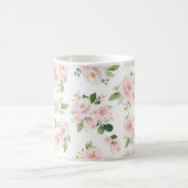 Roze Bloemen, Rozen, Waterverf Bloemen, Jouw naam Koffiemok (Center)