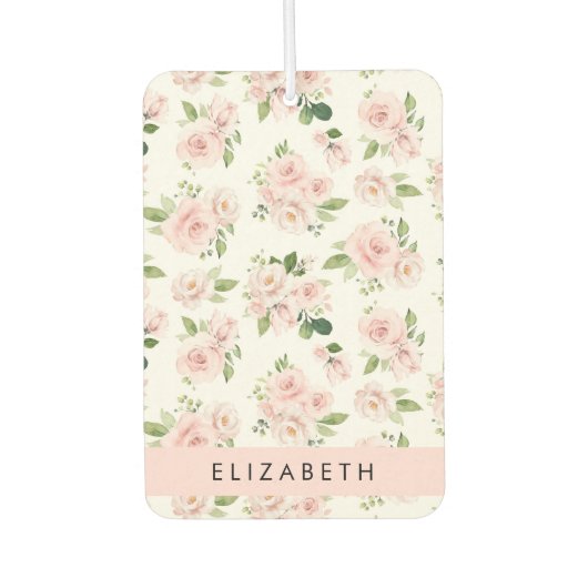 Roze Bloemen, Rozen, Waterverf Bloemen, Jouw naam Luchtverfrisser (Voorkant)