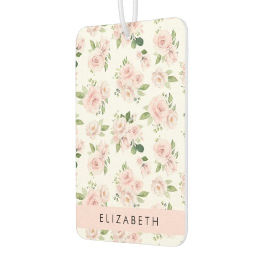 Roze Bloemen, Rozen, Waterverf Bloemen, Jouw naam Luchtverfrisser (Links)