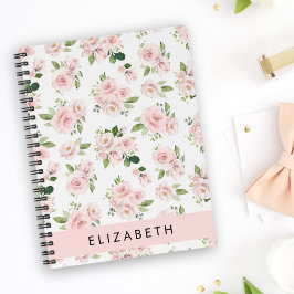 Roze Bloemen, Rozen, Waterverf Bloemen, Jouw naam Notitieboek