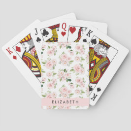 Roze Bloemen, Rozen, Waterverf Bloemen, Jouw naam Pokerkaarten
