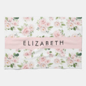 Roze Bloemen, Rozen, Waterverf Bloemen, Jouw naam Theedoek (Horizontaal)