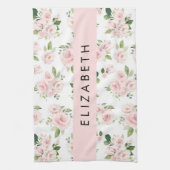 Roze Bloemen, Rozen, Waterverf Bloemen, Jouw naam Theedoek (Verticaal)