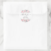Roze Bloemen Rozen Waterverf Script Dank u Ronde Sticker (Tas)