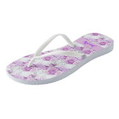 Roze bloemen rozen wit naamscript teenslippers (Schuin)