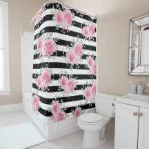  Roze Bloemen Rozen Zwart Strepen Waterverf