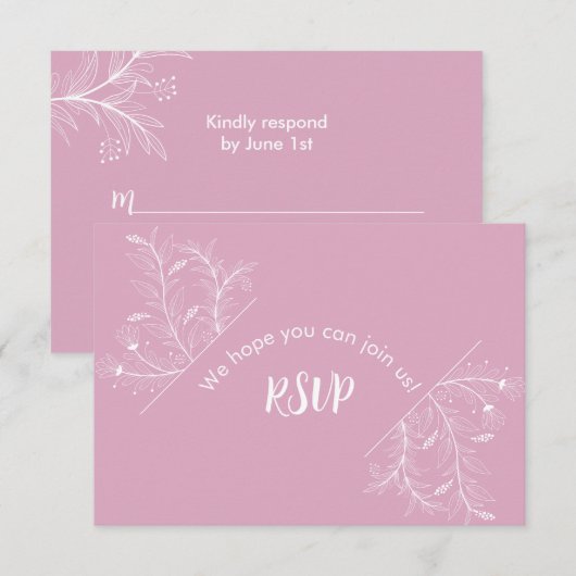 Roze Bloemen RSVP Baby shower (Voorkant / Achterkant)