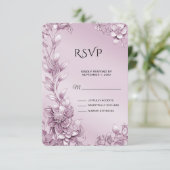 Roze Bloemen RSVP Kaart (Staand voorkant)