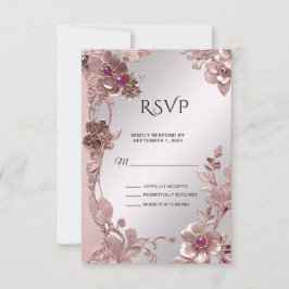 Roze Bloemen RSVP Kaart