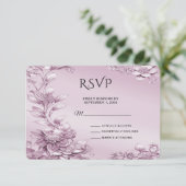 Roze Bloemen RSVP Kaart (Staand voorkant)