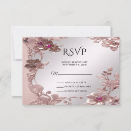 Roze Bloemen RSVP Kaart