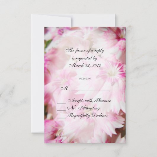 Roze Bloemen RSVP Kaartje (Voorkant)