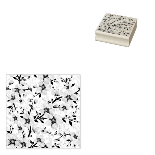 Roze bloemen rubberstempel (Gestempeld)