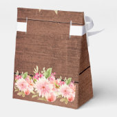 Roze bloemen rustiek bruin hout baby shower bedankdoosjes (Achterkant)