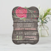 Roze Bloemen, Rustiek Country Wood Baby shower Kaart (Staand voorkant)