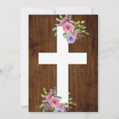 Roze Bloemen Rustiek Doopsel Religieuze Uitnodigin Kaart (Achterkant)