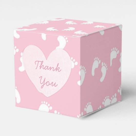 Roze Bloemen Rustiek Hout Dank u Cupcake Box Bedankdoosjes (Voorkant Zijde)