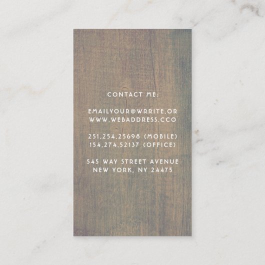 Roze Bloemen Rustiek Hout Kant String Lichten Visitekaartje (Achterkant)