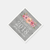 Roze Bloemen Rustiek Hout Klasse van 2018 Afstuder Servet (Hoek)