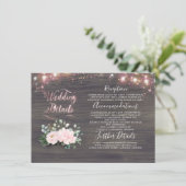 Roze Bloemen Rustiek Land Bruiloft Informatie Informatiekaartje (Staand voorkant)