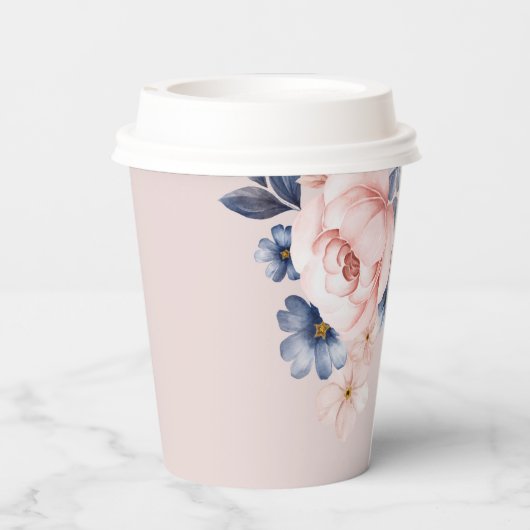 Roze Bloemen Rustiek Modern Baby shower Papieren Bekers (Achterkant)