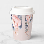 Roze Bloemen Rustiek Modern Baby shower Papieren Bekers (Rechts)