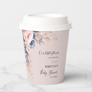 Roze Bloemen Rustiek Modern Baby shower Papieren Bekers