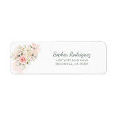 Roze Bloemen Rustiek Script Retouradres Etiket (Voorkant)