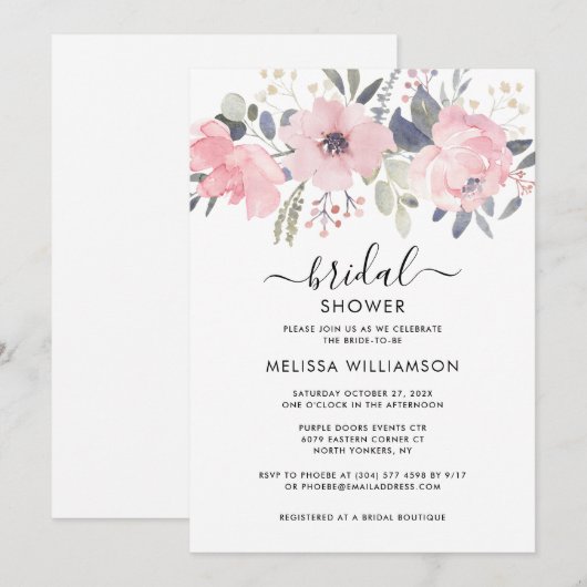 Roze Bloemen Rustiek Vrijgezellenfeest Kaart (Voorkant / Achterkant)