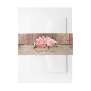 Roze Bloemen Rustieke Burlap en Barn Wood Country Uitnodigingen Wikkel