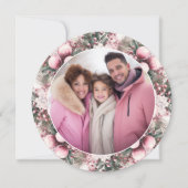 Roze Bloemen Rustieke Gingham Plaid Vakantie Foto Feestdagenkaart (Voorkant)