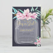 Roze bloemen rustieke gouden metselaar pot geslach kaart (Staand voorkant)