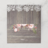 Roze Bloemen Rustieke Houten Bruiloft Plaatskaartje (Buitenkant ongevouwen)
