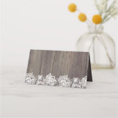 Roze Bloemen Rustieke Houten Bruiloft Plaatskaartje (Achterkant)