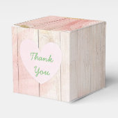 Roze Bloemen Rustieke Houten Cupcake Doos Bedankdoosjes (Voorkant Zijde)