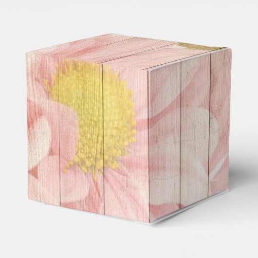 Roze Bloemen Rustieke Houten Cupcake Doos Bedankdoosjes (Achterkant)