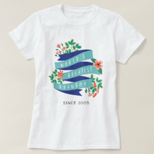Roze bloemen 's werelds grootste grootmoeder sinds t-shirt