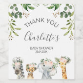 Roze Bloemen Safari Baby shower Drank Label Set Wijn Etiket (Enkel label)