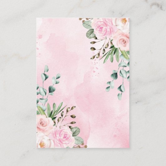 Roze Bloemen Safari Oerwoud Baby Meisje Luier Raff Informatiekaartje (Achterkant)