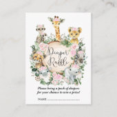 Roze Bloemen Safari Oerwoud Baby Meisje Luier Raff Informatiekaartje (Voorkant)