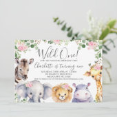 Roze Bloemen Safari Wild Een Verjaardag Kaart (Staand voorkant)