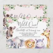 Roze Bloemen Safari Wild Een Verjaardag Kaart (Voorkant / Achterkant)