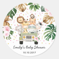 Roze Bloemen Safari Wilde Dieren Baby shower Favor