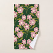 Roze Bloemen Sage Groene bladeren patroon Bad Handdoek (Handdoek)