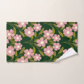 Roze Bloemen Sage Groene bladeren patroon Bad Handdoek (Handdoek)